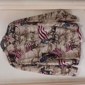 Bit and Bridle shirt .Size L Horses and Flags